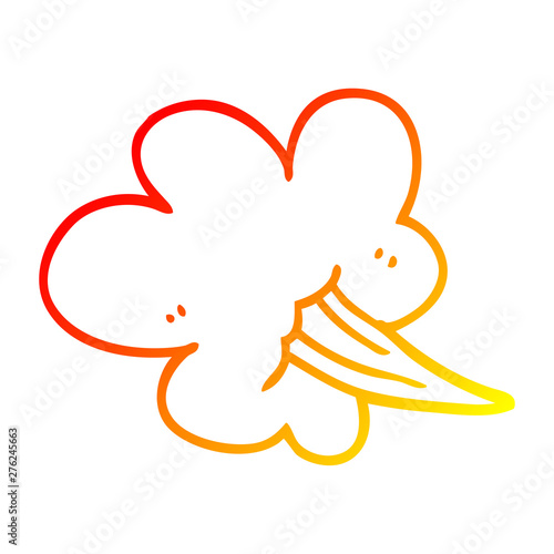warm gradient line drawing cartoon whooshing cloud