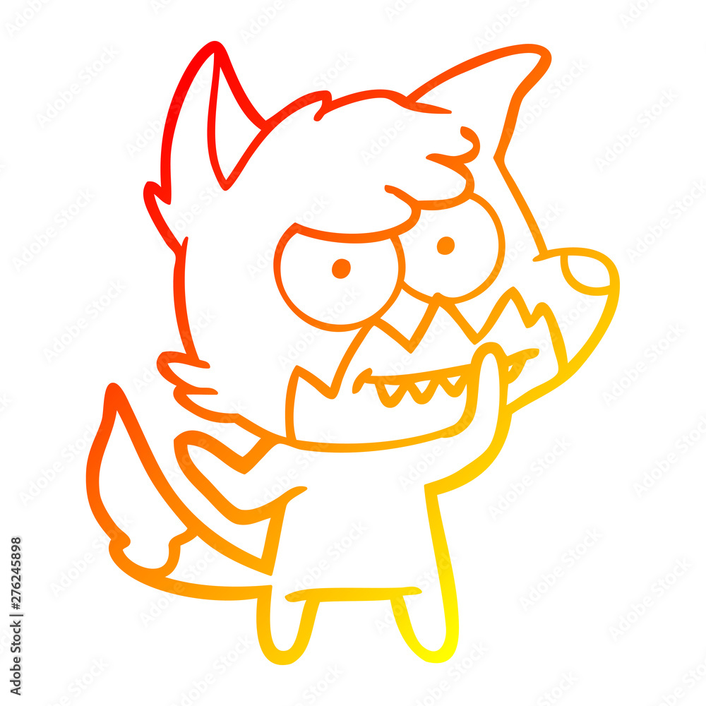 warm gradient line drawing cartoon grinning fox warm gradient line drawing cartoon grinning fox