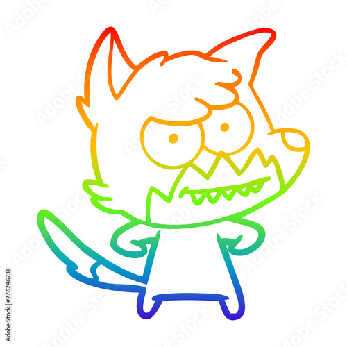 rainbow gradient line drawing cartoon grinning fox