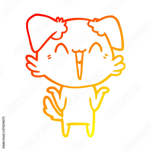 warm gradient line drawing happy little dog cartoon
