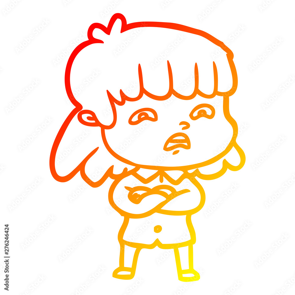 warm gradient line drawing cartoon worried woman warm gradient line drawing cartoon worried woman