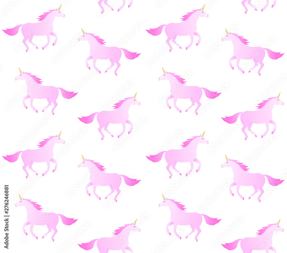 Vector seamless pattern of flat cartoon hand drawn doodle unicorn isolated on white background Vector seamless pattern of flat cartoon hand drawn doodle unicorn isolated on white background