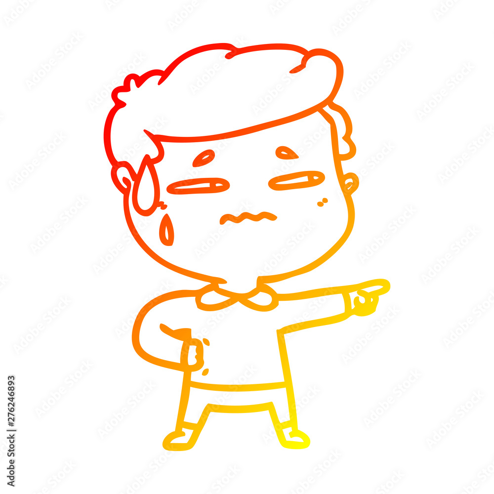 warm gradient line drawing cartoon anxious man pointing warm gradient line drawing cartoon anxious man pointing