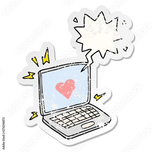 internet dating cartoon  and speech bubble distressed sticker