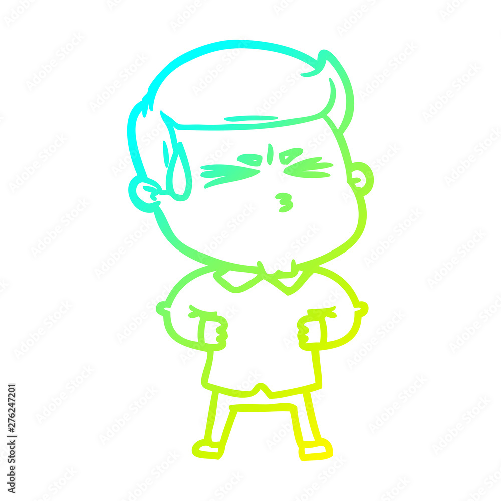 cold gradient line drawing cartoon man sweating cold gradient line drawing cartoon man sweating