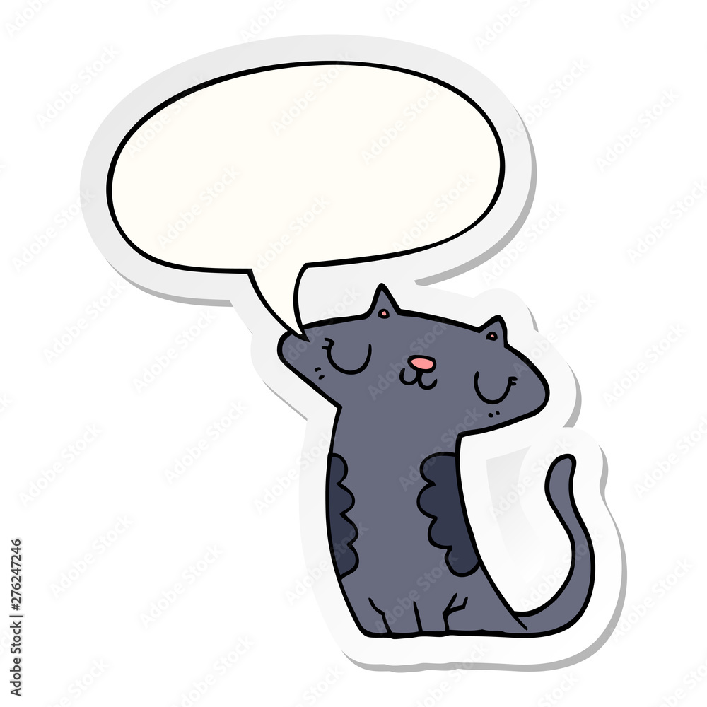 Fototapeta premium cartoon cat and speech bubble sticker