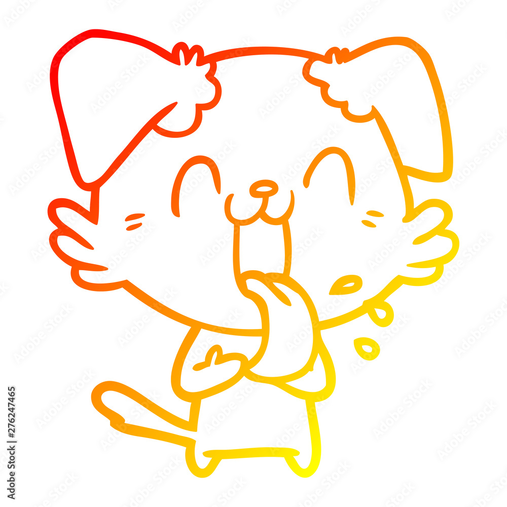 warm gradient line drawing cartoon panting dog warm gradient line drawing cartoon panting dog