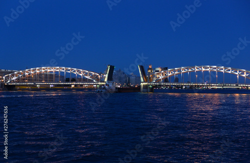 Bolsheokhtinsky bridge at night.