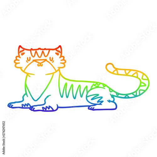 rainbow gradient line drawing cartoon tiger