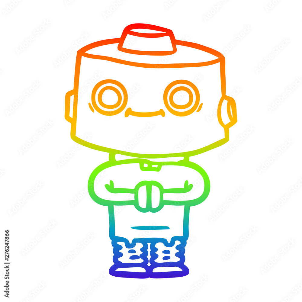 Fototapeta premium rainbow gradient line drawing cartoon robot