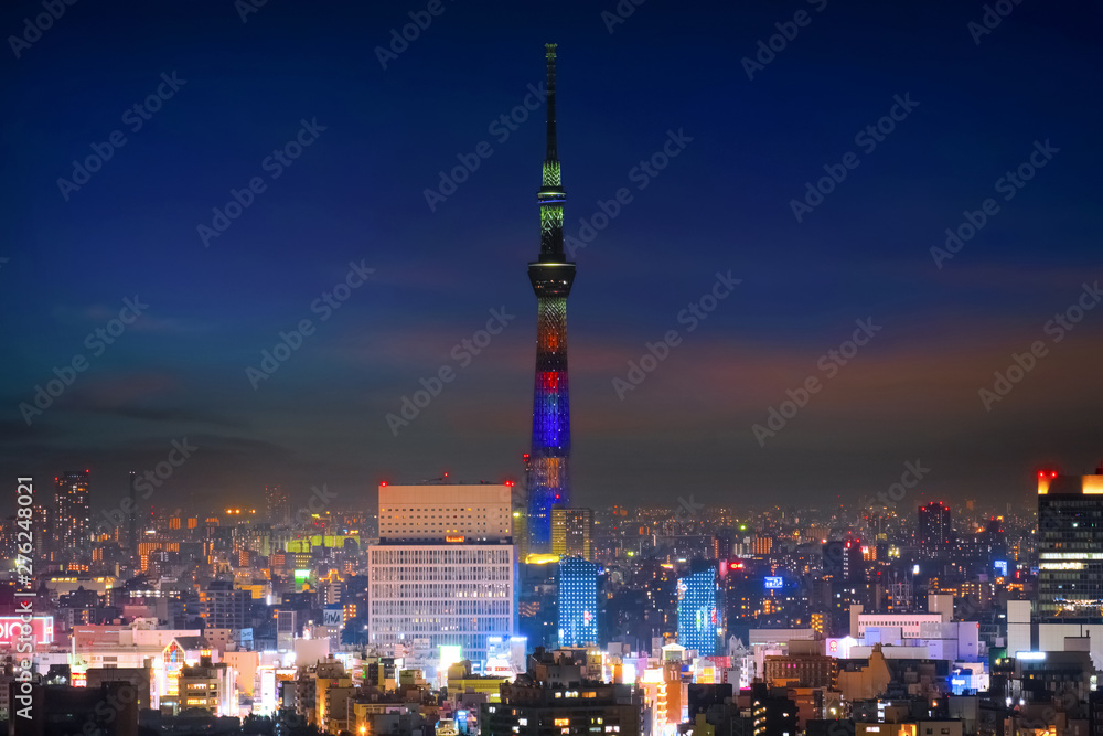 Scenic view of the city of tokyo, the capital city of Japan at night