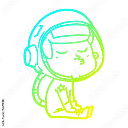 cold gradient line drawing cartoon confident astronaut