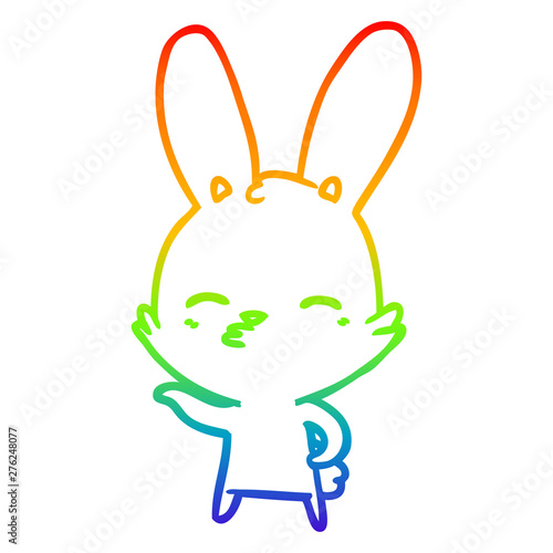 rainbow gradient line drawing curious bunny cartoon