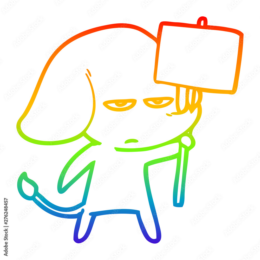 rainbow gradient line drawing annoyed cartoon elephant rainbow gradient line drawing annoyed cartoon elephant