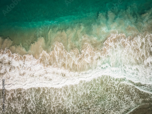 Aerial View of Crashing Waves