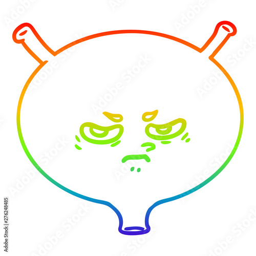 rainbow gradient line drawing cartoon angry bladder