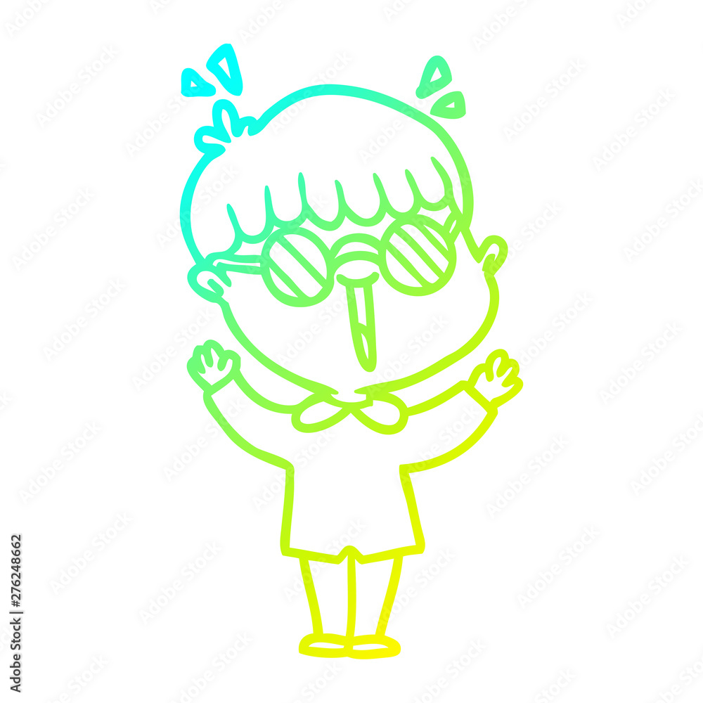 cold gradient line drawing cartoon boy wearing spectacles cold gradient line drawing cartoon boy wearing spectacles