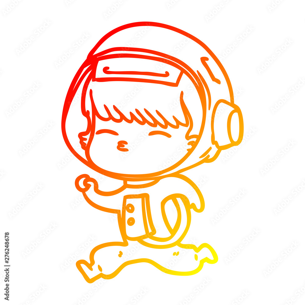 warm gradient line drawing cartoon curious running astronaut warm gradient line drawing cartoon curious running astronaut