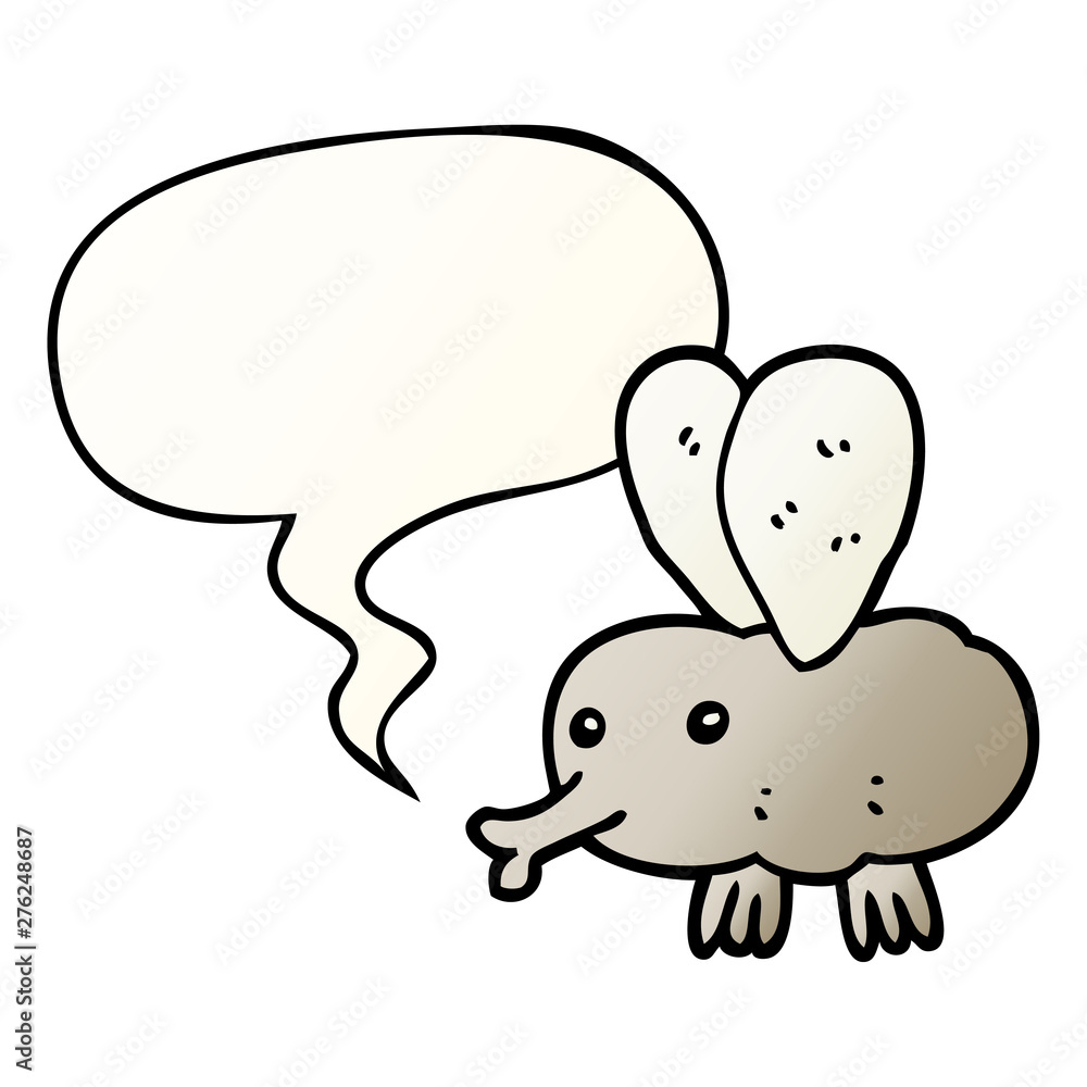 Fototapeta premium cartoon fly and speech bubble in smooth gradient style