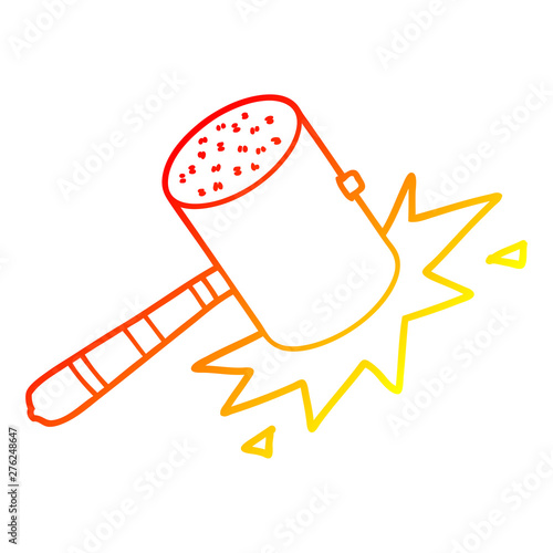 warm gradient line drawing cartoon banging gavel