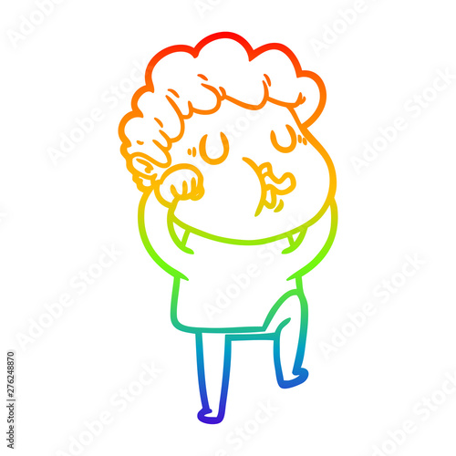 rainbow gradient line drawing cartoon man singing