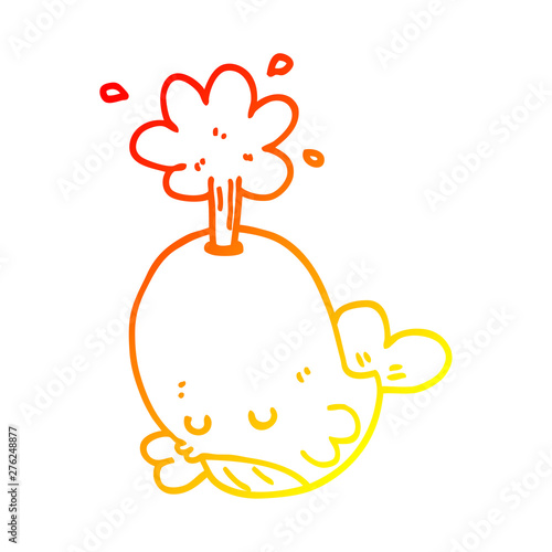 warm gradient line drawing cartoon spouting whale