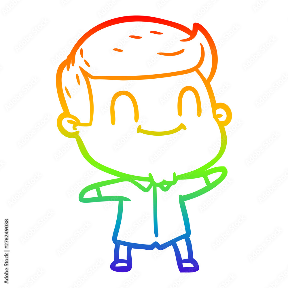 rainbow gradient line drawing cartoon friendly man