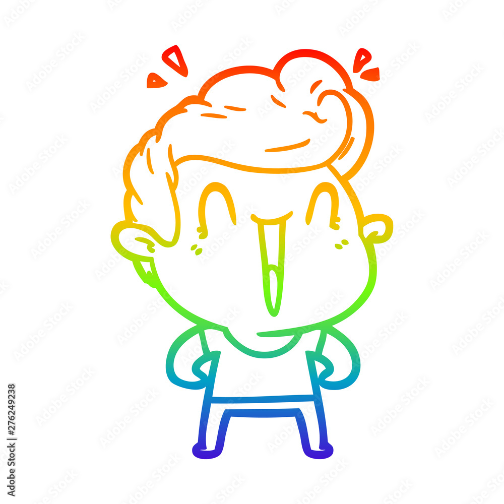 rainbow gradient line drawing cartoon happy man rainbow gradient line drawing cartoon happy man