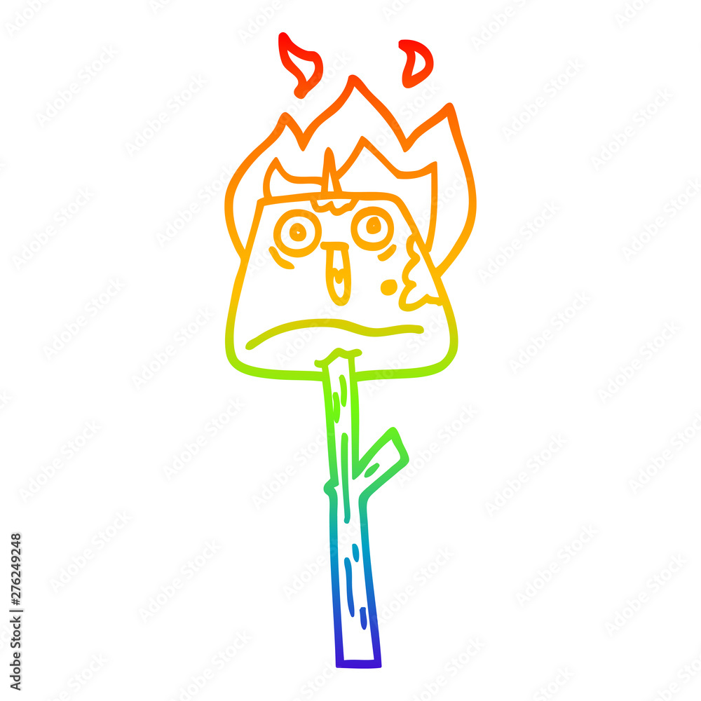 rainbow gradient line drawing cartoon marshmallow on stick rainbow gradient line drawing cartoon marshmallow on stick