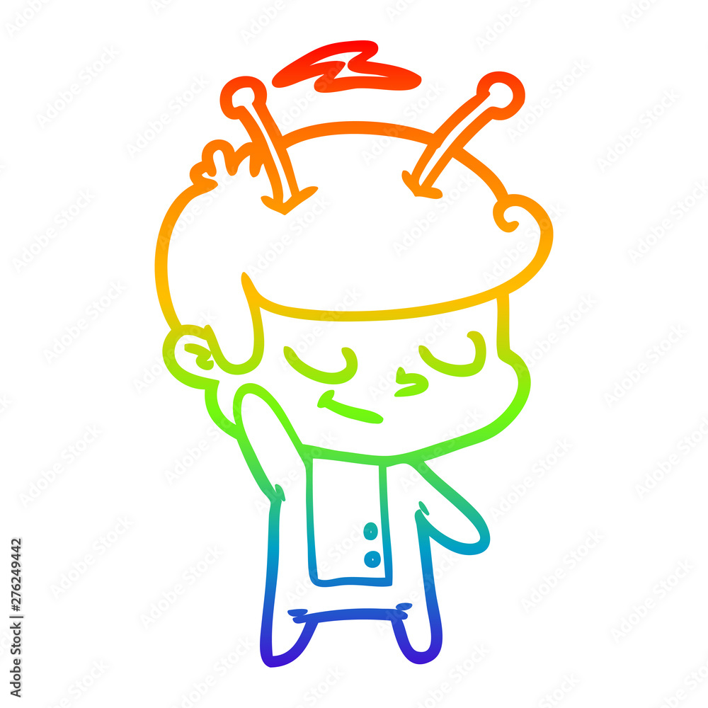 rainbow gradient line drawing friendly cartoon spaceman rainbow gradient line drawing friendly cartoon spaceman