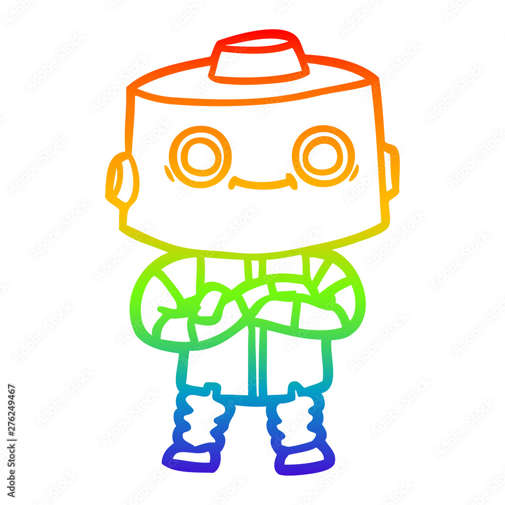 rainbow gradient line drawing cartoon robot rainbow gradient line drawing cartoon robot