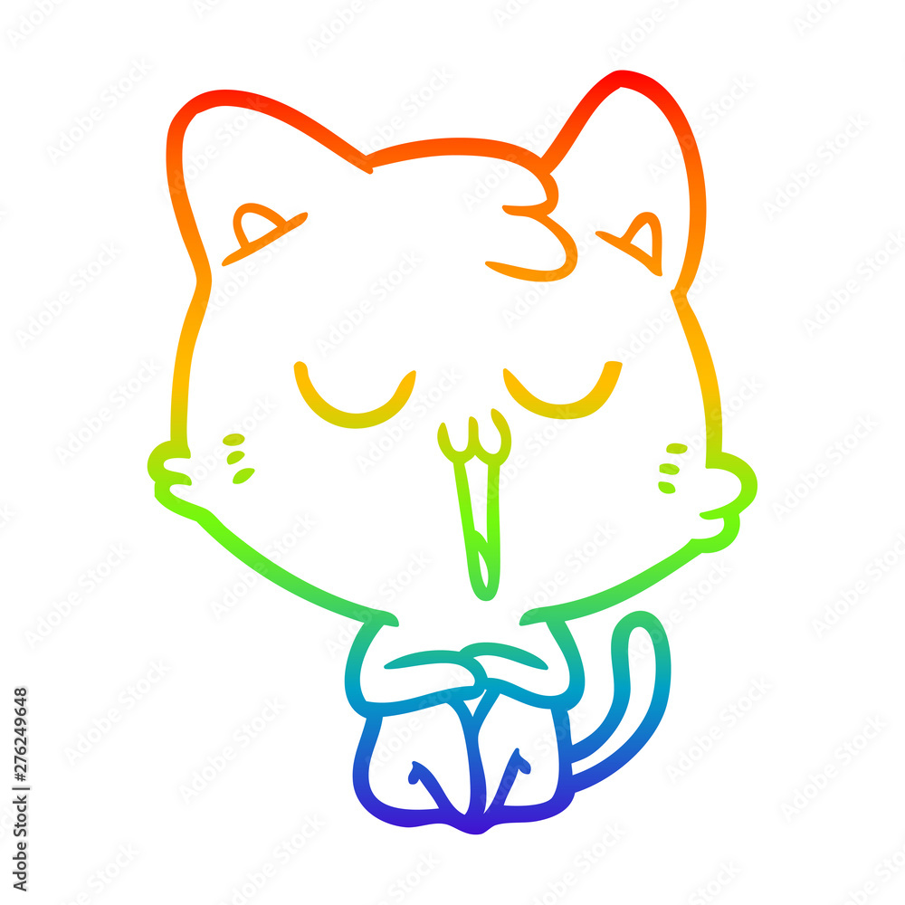 rainbow gradient line drawing cartoon cat singing rainbow gradient line drawing cartoon cat singing