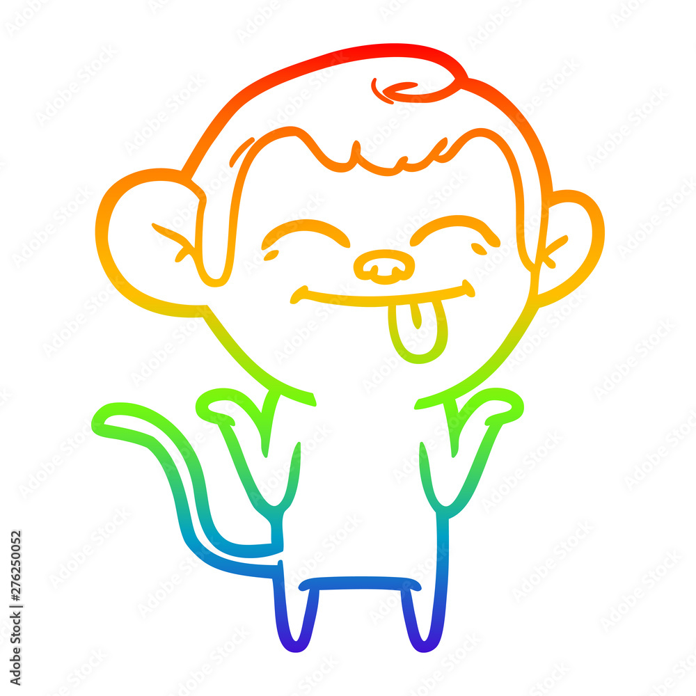rainbow gradient line drawing funny cartoon monkey rainbow gradient line drawing funny cartoon monkey