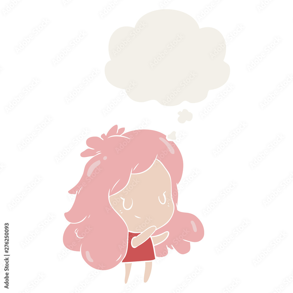 cartoon girl and thought bubble in retro style cartoon girl and thought bubble in retro style