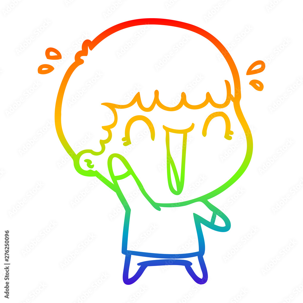 rainbow gradient line drawing laughing cartoon man rainbow gradient line drawing laughing cartoon man
