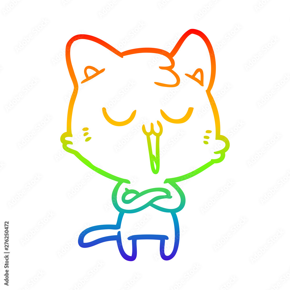 rainbow gradient line drawing cartoon cat singing rainbow gradient line drawing cartoon cat singing