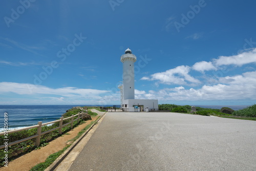  Miyako island, Japan-June 26, 2019: A lighthouse at Higashi Hennazaki in Miyako island, Okinawa