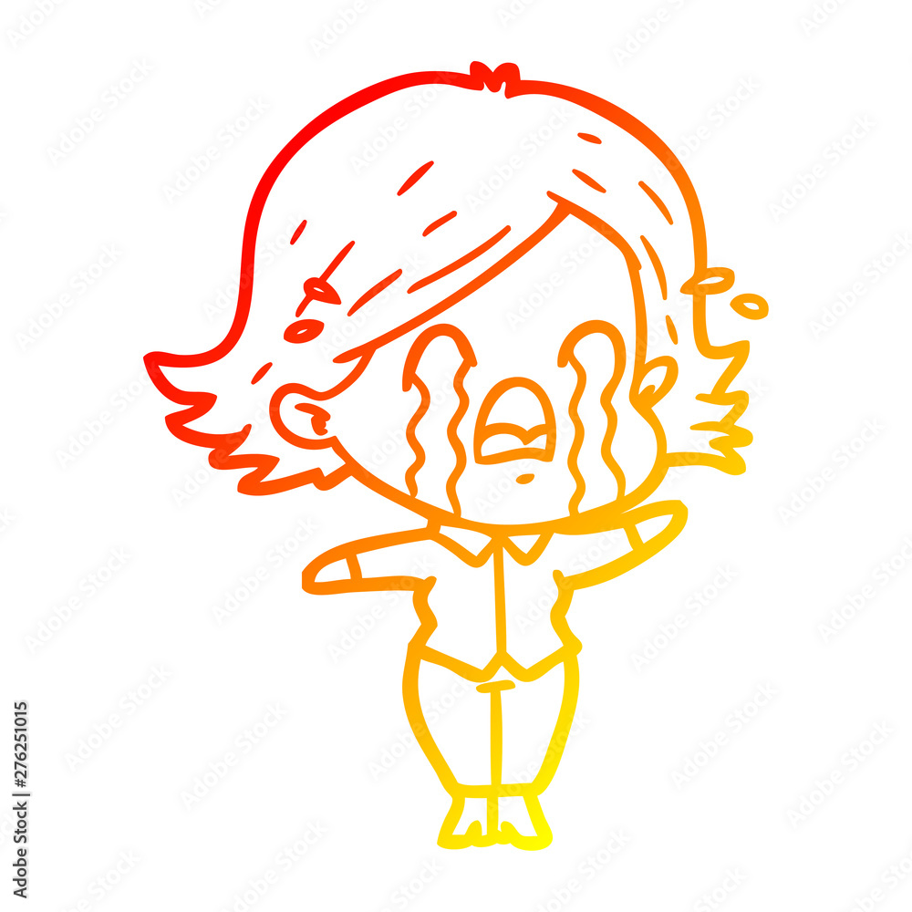 warm gradient line drawing cartoon woman crying warm gradient line drawing cartoon woman crying