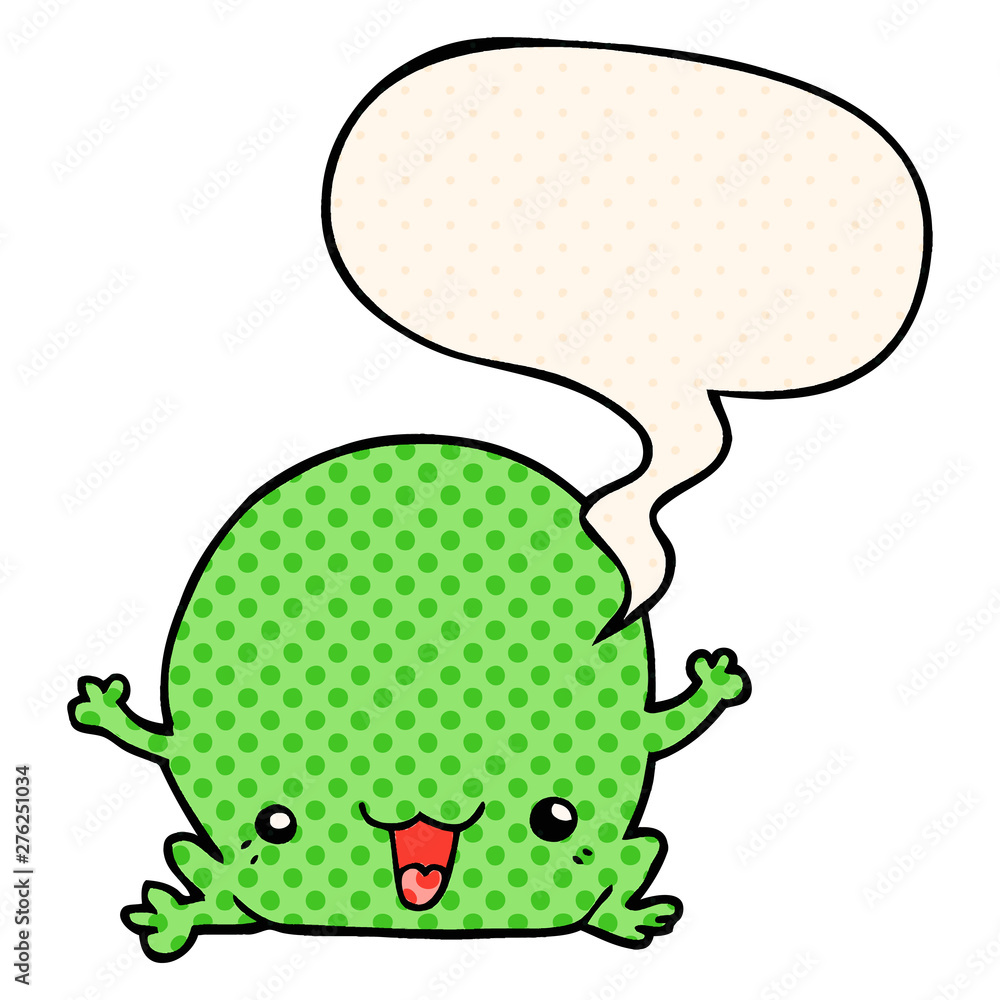 cartoon frog and speech bubble in comic book style cartoon frog and speech bubble in comic book style