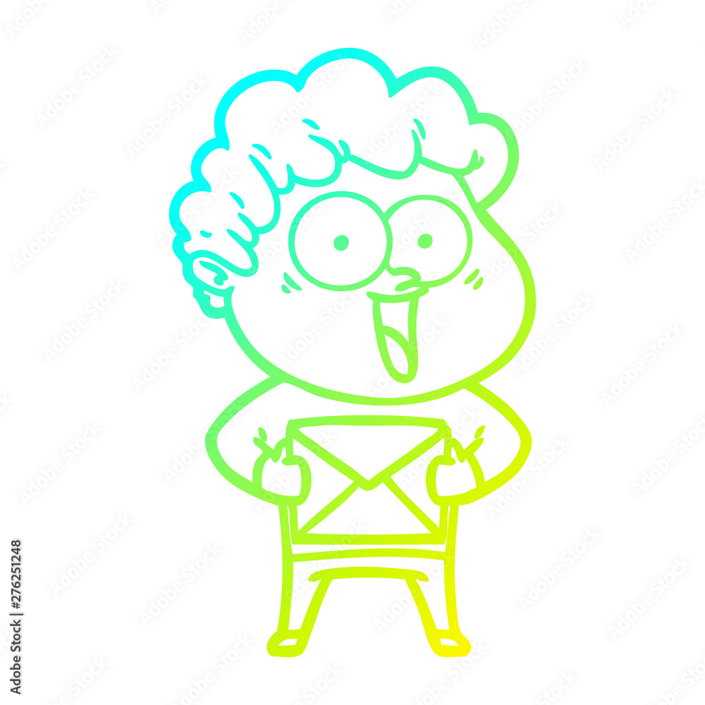 cold gradient line drawing cartoon happy man cold gradient line drawing cartoon happy man