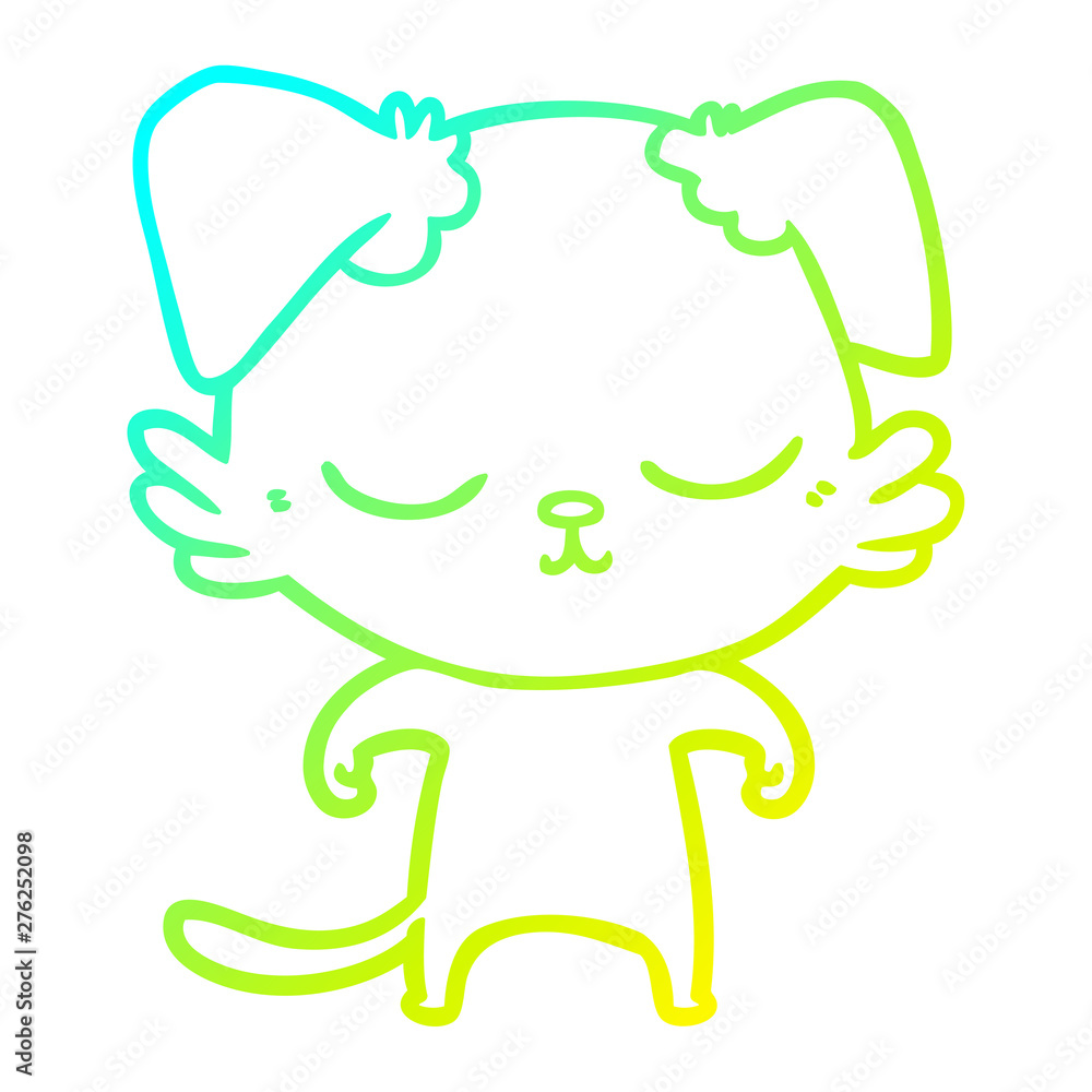 Obraz premium cold gradient line drawing cute cartoon dog
