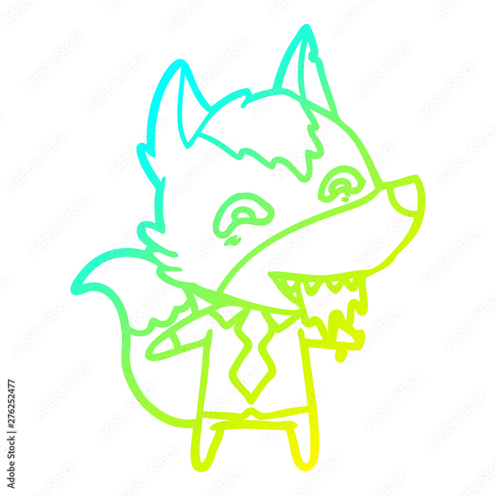 cold gradient line drawing cartoon hungry wolf in office clothes cold gradient line drawing cartoon hungry wolf in office clothes