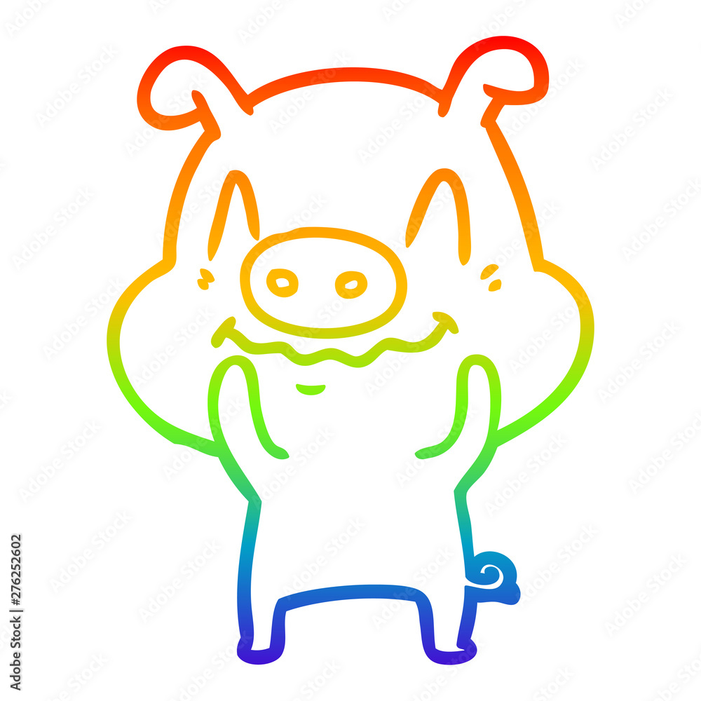 rainbow gradient line drawing nervous cartoon pig rainbow gradient line drawing nervous cartoon pig