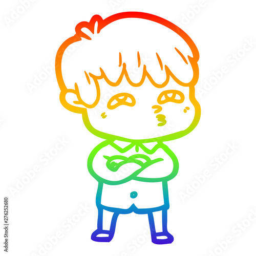 rainbow gradient line drawing cartoon curious man