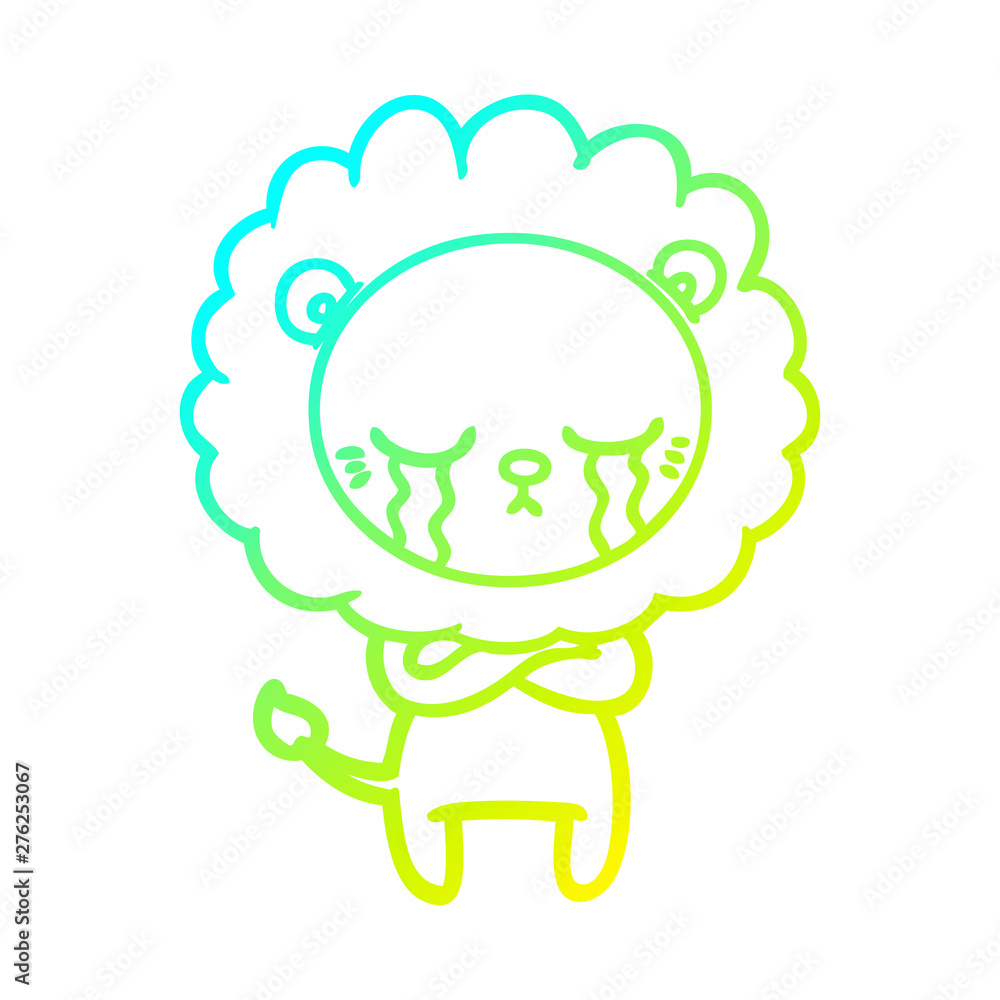 cold gradient line drawing crying cartoon lion cold gradient line drawing crying cartoon lion