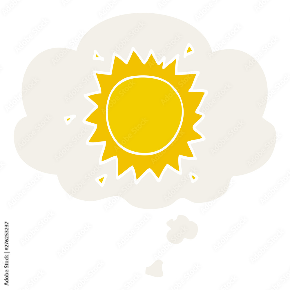 cartoon sun and thought bubble in retro style cartoon sun and thought bubble in retro style