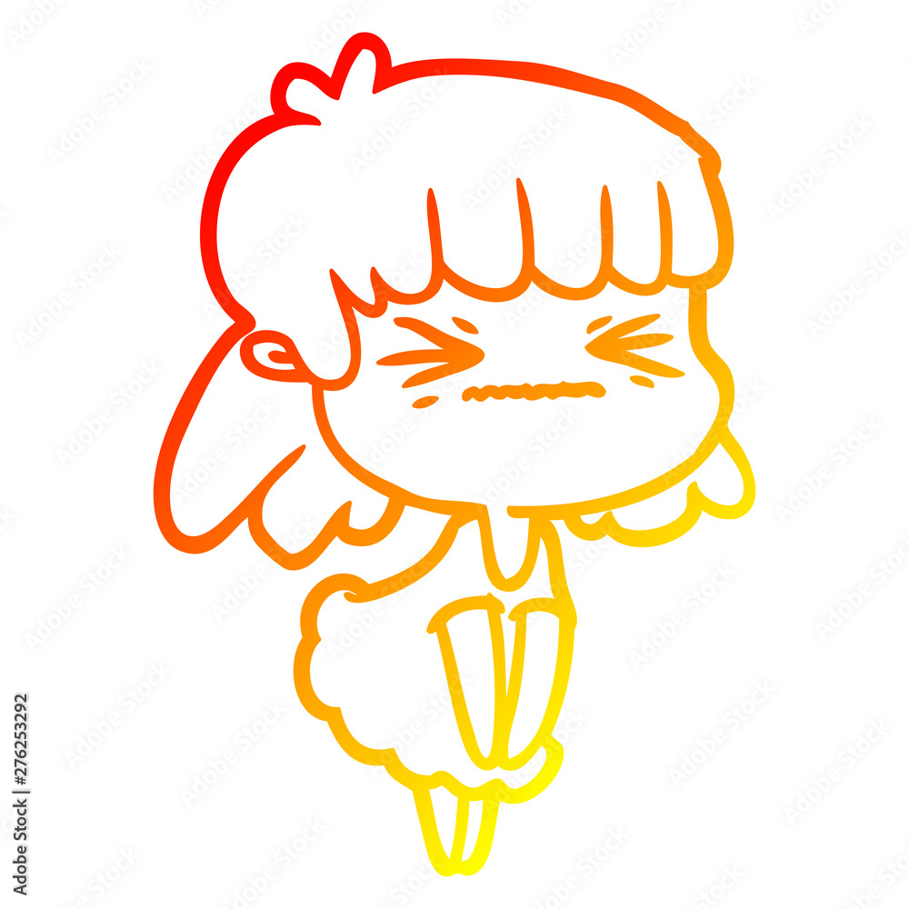 warm gradient line drawing cartoon angry girl warm gradient line drawing cartoon angry girl