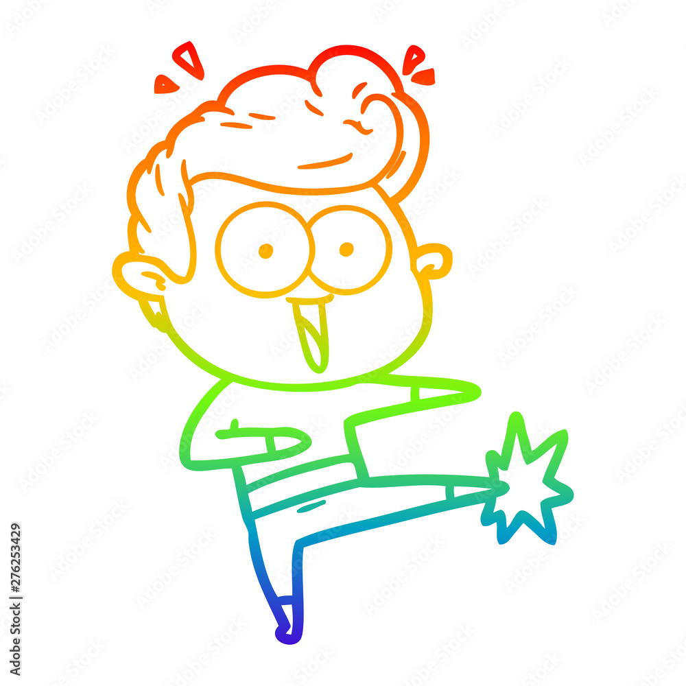 rainbow gradient line drawing cartoon man kung fu kicking rainbow gradient line drawing cartoon man kung fu kicking