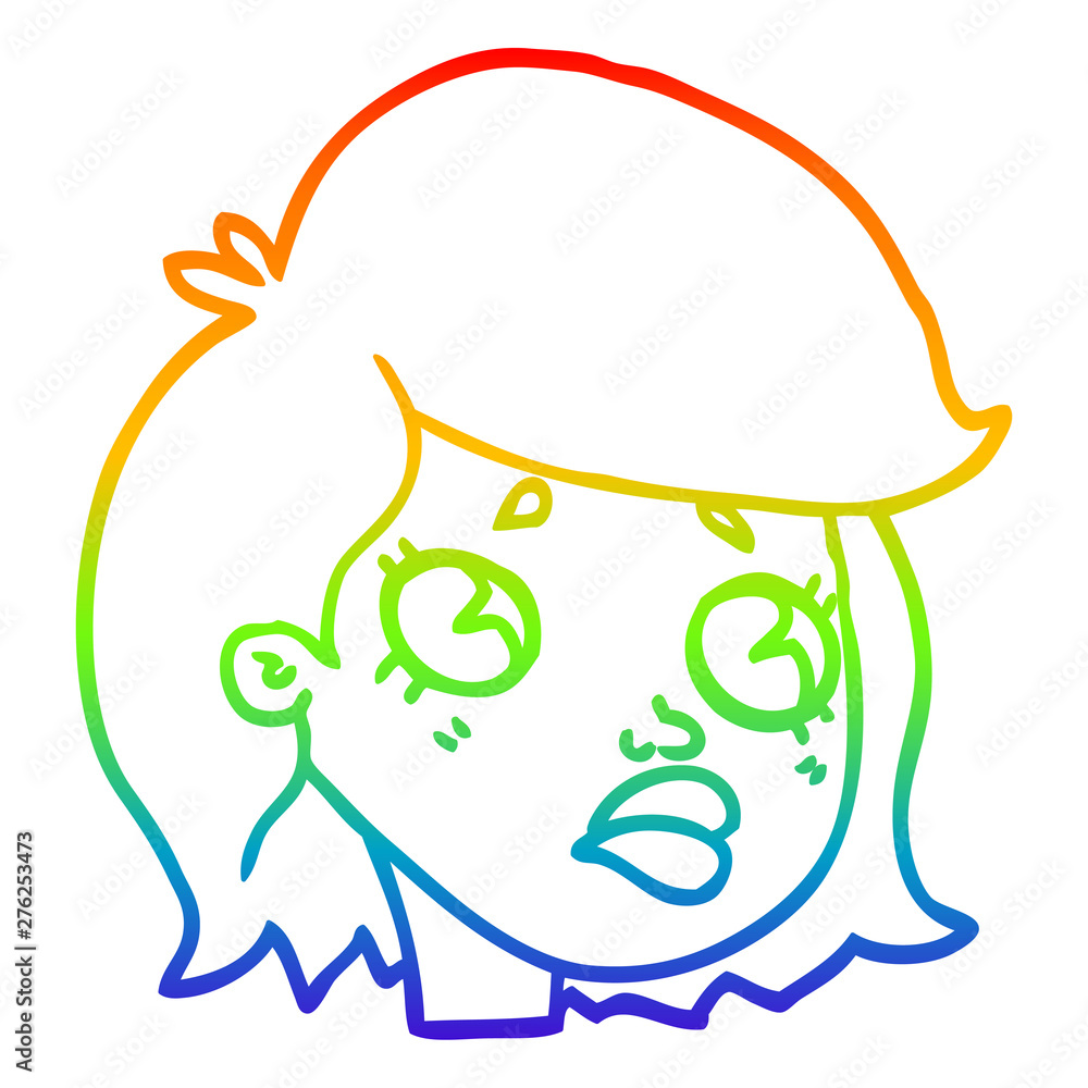 rainbow gradient line drawing cartoon sad girl rainbow gradient line drawing cartoon sad girl