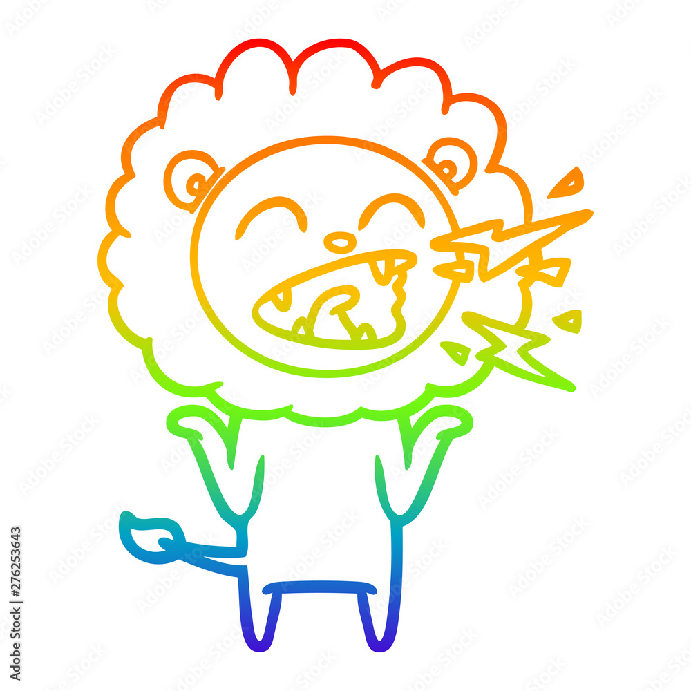 rainbow gradient line drawing cartoon roaring lion rainbow gradient line drawing cartoon roaring lion